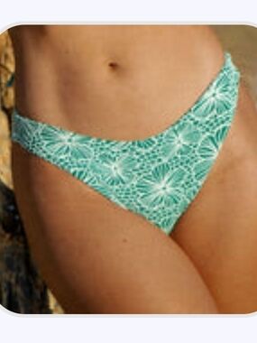 Green Floral Jacquard Bikini Bottom - S